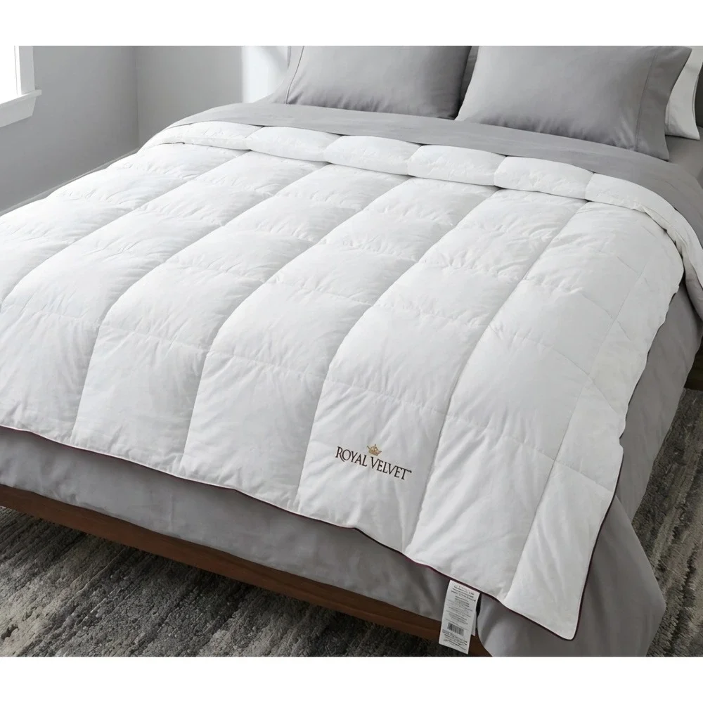 Royal Velvet Down Alternative Comforter White Full Queen Cotton 86x86 Piped Edge